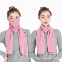 Autumn Winter Fashion Warm Chiffon Scarf With Mask For Women